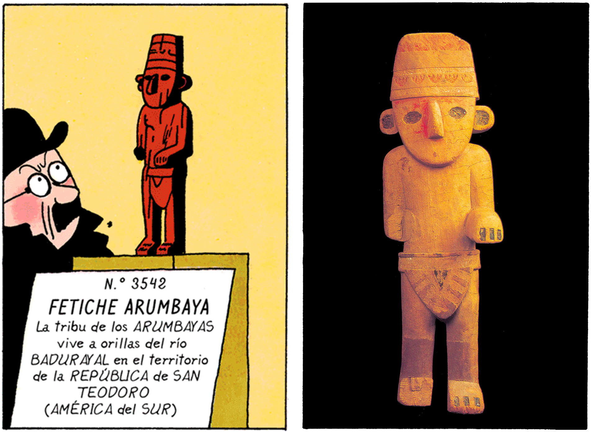 Le fétiche à l'oreille cassé arumbaya dans Tintin